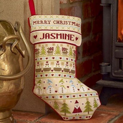 Historical Sampler Company Snowman Christmas Stocking - Downloadable PDF