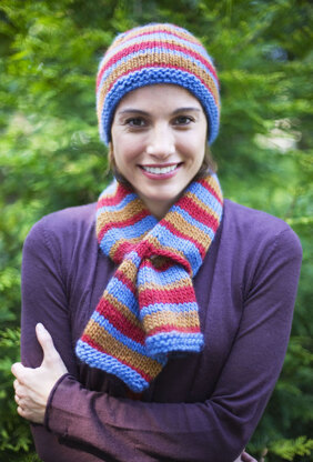 Midday Hat And Scarf Set in Lion Brand Alpine Wool - 90305AD