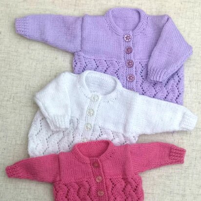 Knitting Pattern for Babies Round Neck Cardigan Preemie - (16") 41cm, 0-3mths - (18") 46cm, 3-6mths - (20") 51cm Chest, Baby Knitting Pattern, Double Knitting, KP572