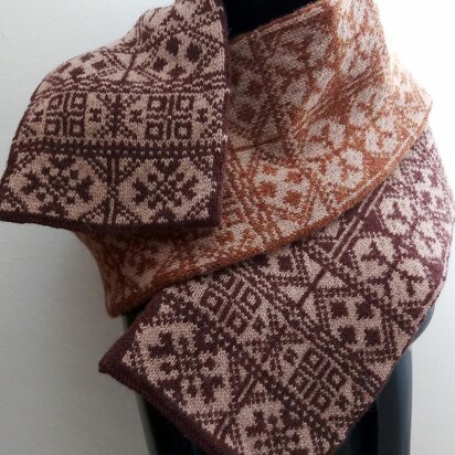 Fair Isle Scarf in Browns and Tan