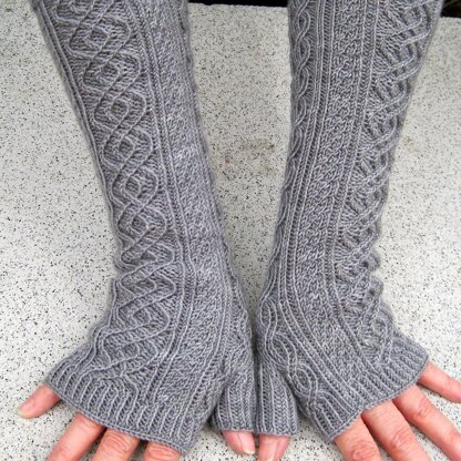 Totally Cabled Long Fingerless Mitts