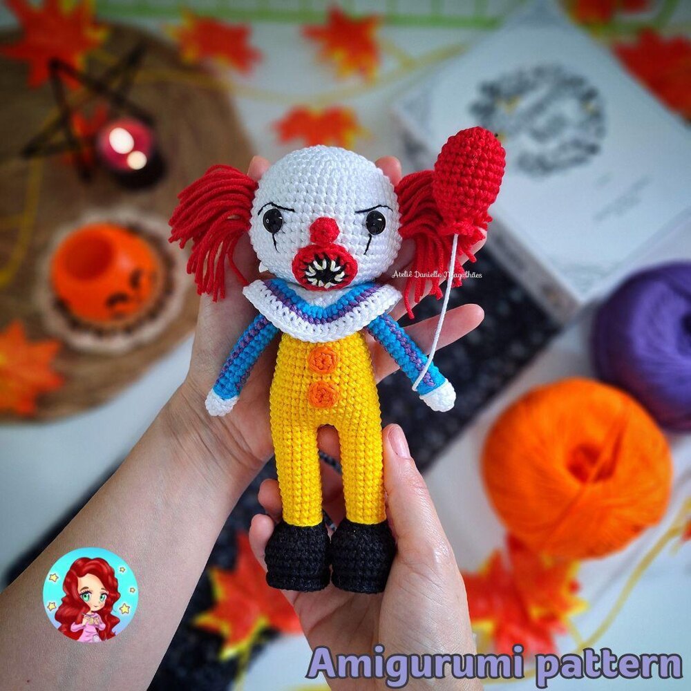 Pennywise amigurumi pattern big version Crochet pattern by Danielle Magalhaes LoveCrafts