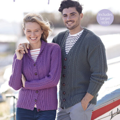 V Neck & Shawl Collar Cardigans in Hayfield Bonus Aran - 8098 - Downloadable PDF