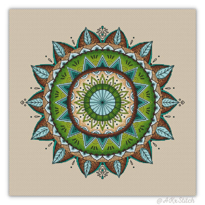 Mandala "Mint Chocolate" Cross Stitch PDF Pattern