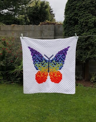 Rainbow Butterfly C2C Blanket