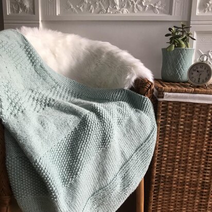 Aran Patch Stripe Throw Blanket - knitting pattern
