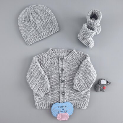 Matt Cardigan, hat & booties 18 inch chest 0-3mths