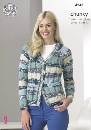 Cardigan & Sweater in King Cole Big Value Multi Chunky - 4245 - Downloadable PDF