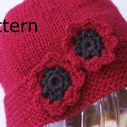 Red Poppy Hat - knitting pattern