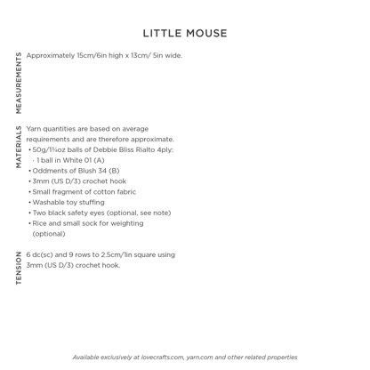 Little Mouse - Toy Crochet Pattern for Kids in Debbie Bliss Rialto 4ply