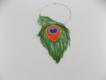 Peacock feather necklace