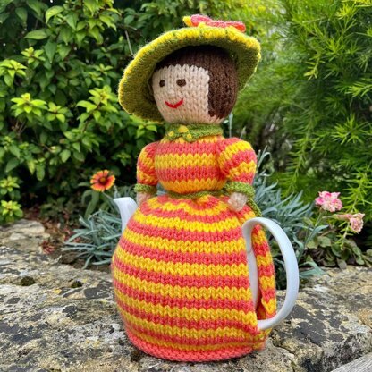 Edwardian Lady 4 Cup Teapot Cosy Knitting Pattern - Novelty Teapot Cosy Knitting Pattern