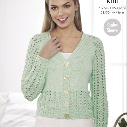 Cardigans With Lower Lace Panel & Lace Sleeves in King Cole Cottonsoft DK - 4517 - Downloadable PDF