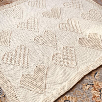 Textured Heart Blanket - knitting pattern