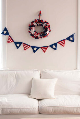 Patriotic Party Banner in Red Heart Super Saver Economy Solids - LW4761 - Downloadable PDF