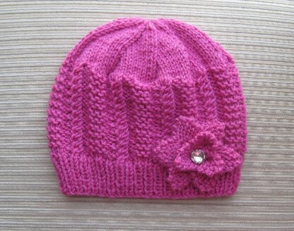 Hot Rose Hat with Garter Panels for a Lady