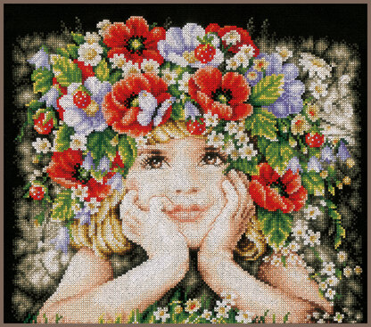 Lanarte Counted Cross Stitch Kit Girl With Flowers