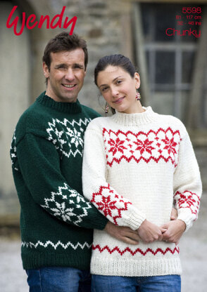 His and Her Snowflake Sweater in Wendy Mode Chunky - 5598