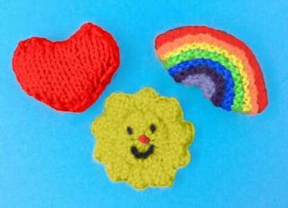 Rainbow, Heart and Sun Badges
