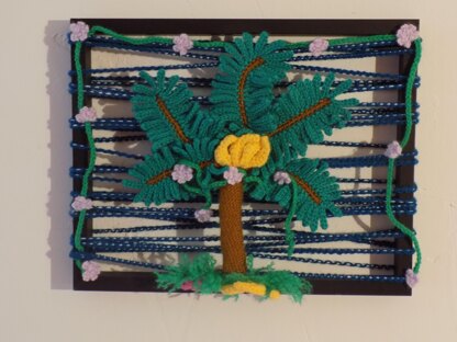 Crochet Palm Tree in a Frame (Wall Decor)