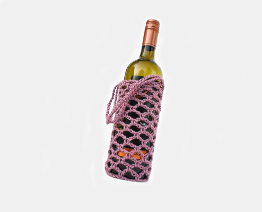 Crochet wine cheap bottle bag