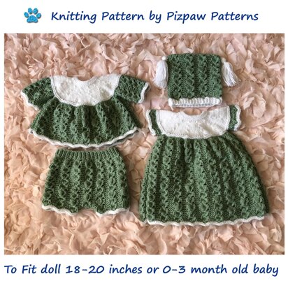 Wavy Edged Dress Set (55) - knitting pattern