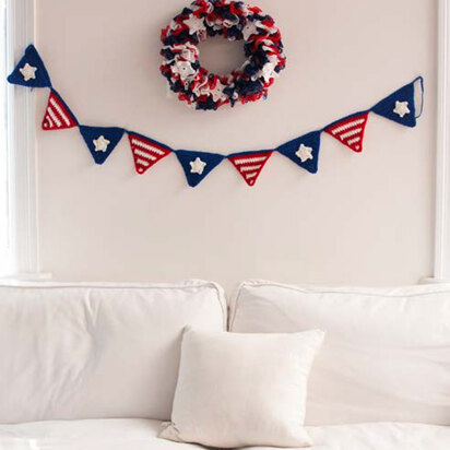 Patriotic Party Banner in Red Heart Super Saver Economy Solids - LW4761 - Downloadable PDF
