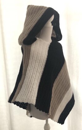 Hooded poncho striped