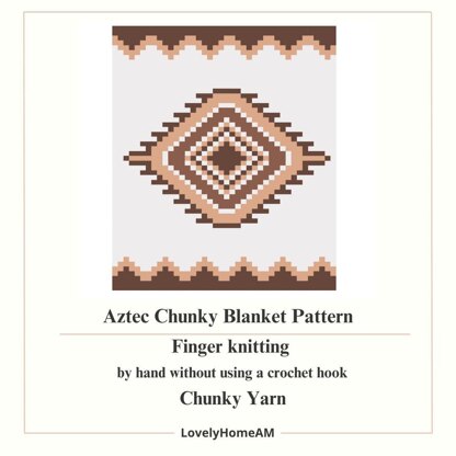 Chunky Blanket Knitting Pattern: Aztec Finger Knit DIY (PDF)