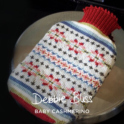 Fairisle Hot Water Bottle Cover - Knitting Pattern for Home in Debbie Bliss Baby Cashmerino by Debbie Bliss