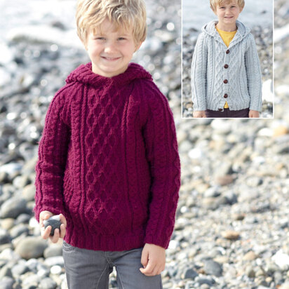 Boys Sweater and Cardigan with Hoods in Sirdar Supersoft Aran - 2426 - Downloadable PDF