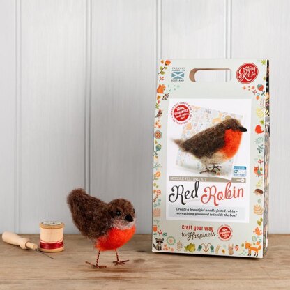 The Crafty Kit Company British Birds Red Robin Needle Felting Kit - 140 x 240 x 65mm