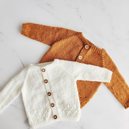 Baby cardigan DK knitting pattern - Angus baby raglan cardigan