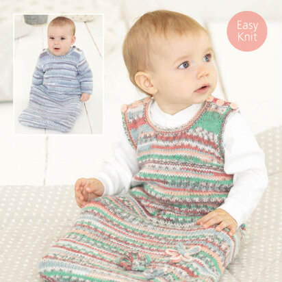 Long Sleeved and Sleeveless Sleeping Bag in Sirdar Snuggly Baby Crofter DK - 4755 - Downloadable PDF