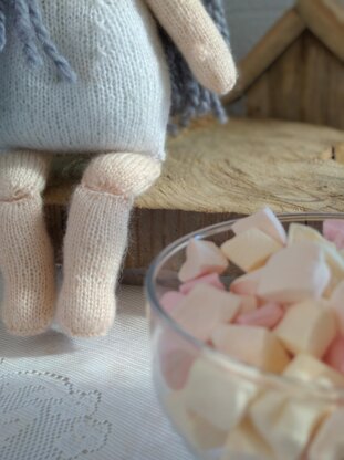 Doll Knitting Pattern - Knitted Doll Marshmallow