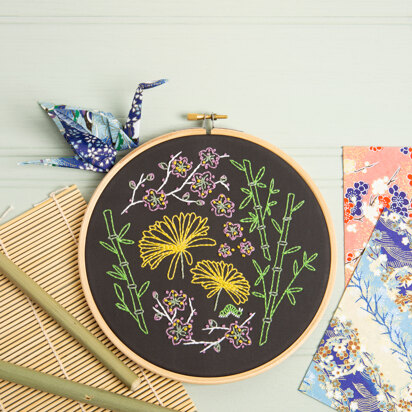 Hawthorn Handmade Japanese Garden Black Embroidery Kit