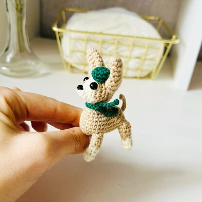 Crochet dog pattern, amigurumi doll, small doll, Chihuahua dog