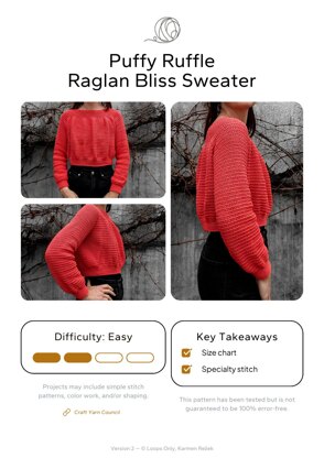 Puffy Ruffle Raglan Bliss Sweater