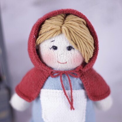 Doll Knitting Pattern - Red Riding Hood Layla