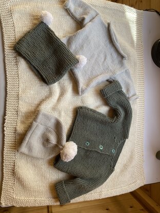 Jacket, Jumper, Beanie, Hat & Blanket - Layette Knitting Pattern for Babies in Debbie Bliss - Downloadable PDF