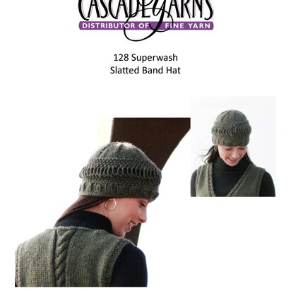 Slatted Band Hat in Cascade Yarns 128 Superwash - C191 - Free PDF