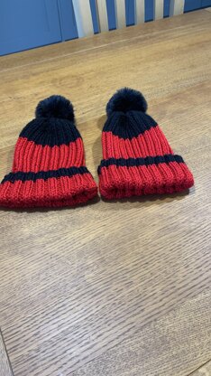 Red and Black bobble hats