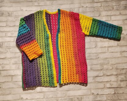 Rainbow Squares Cardigan