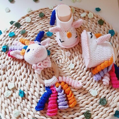 2 Crochet Patterns Rattle Unicorn and Booties