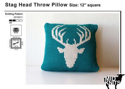 Stag Head Stockinette Throw Pillow (2016011)