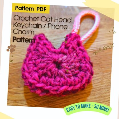 Crochet Cat Head Keychain Phone Charm Gift tag party favor