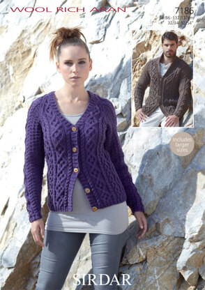 Cardigans in Sirdar Wool Rich Aran - 7186 - Downloadable PDF