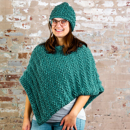 Pine Creek Hat & Poncho - Knitting Pattern for Women in Tahki Yarns Highland Roving 