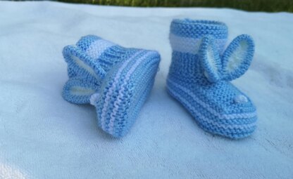 Blue  Bunny Baby Booties