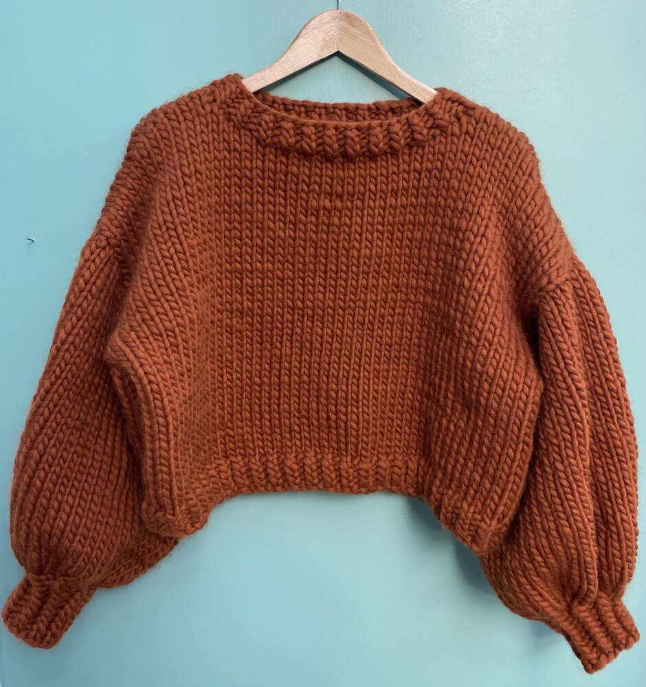 Orange Knitted Super Cropped Sweater